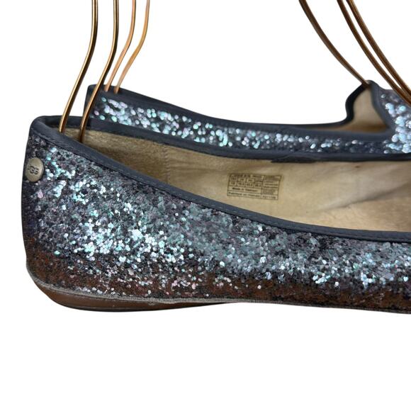 Ugg Alloway Ice Blue Glitter Sherpa Wool Lined Slip On Flats Shoes Womens sz 12 - Picture 12 of 16